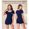 image:imageWiWi Viscose from Bamboo Pajamas Set for Women Super Soft Short Sleeve Cooling Summer Plus Size Pjs Sets Sleepwear S4XDnavy