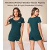 image:imageWiWi Viscose from Bamboo Pajamas Set for Women Super Soft Short Sleeve Cooling Summer Plus Size Pjs Sets Sleepwear S4XDpeacock Green
