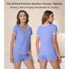image:imageWiWi Viscose from Bamboo Pajamas Set for Women Super Soft Short Sleeve Cooling Summer Plus Size Pjs Sets Sleepwear S4XDsky Blue