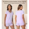 image:imageWiWi Viscose from Bamboo Pajamas Set for Women Super Soft Short Sleeve Cooling Summer Plus Size Pjs Sets Sleepwear S4XDtaro Purple