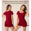 image:imageWiWi Viscose from Bamboo Pajamas Set for Women Super Soft Short Sleeve Cooling Summer Plus Size Pjs Sets Sleepwear S4XDwine Red