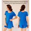 image:imageWiWi Viscose from Bamboo Pajamas Set for Women Super Soft Short Sleeve Cooling Summer Plus Size Pjs Sets Sleepwear S4XEbright Blue