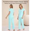 image:imageWiWi Womens Viscose from Bamboo Pajamas Set Short Sleeve Top with Pants Pjs Soft V Neck Sleepwear Lightweight Loungewear S3XAaqua