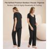 image:imageWiWi Womens Viscose from Bamboo Pajamas Set Short Sleeve Top with Pants Pjs Soft V Neck Sleepwear Lightweight Loungewear S3XAblack