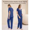 image:imageWiWi Womens Viscose from Bamboo Pajamas Set Short Sleeve Top with Pants Pjs Soft V Neck Sleepwear Lightweight Loungewear S3XAblue Depth