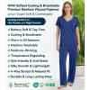 image:imageWiWi Womens Viscose from Bamboo Pajamas Set Short Sleeve Top with Pants Pjs Soft V Neck Sleepwear Lightweight Loungewear S3XAblue Depth