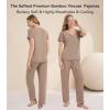 image:imageWiWi Womens Viscose from Bamboo Pajamas Set Short Sleeve Top with Pants Pjs Soft V Neck Sleepwear Lightweight Loungewear S3XAcamel