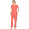 image:imageWiWi Womens Viscose from Bamboo Pajamas Set Short Sleeve Top with Pants Pjs Soft V Neck Sleepwear Lightweight Loungewear S3XAcoral