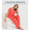 image:imageWiWi Womens Viscose from Bamboo Pajamas Set Short Sleeve Top with Pants Pjs Soft V Neck Sleepwear Lightweight Loungewear S3XAcoral