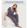 image:imageWiWi Womens Viscose from Bamboo Pajamas Set Short Sleeve Top with Pants Pjs Soft V Neck Sleepwear Lightweight Loungewear S3XAdark Grey