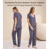 image:imageWiWi Womens Viscose from Bamboo Pajamas Set Short Sleeve Top with Pants Pjs Soft V Neck Sleepwear Lightweight Loungewear S3XAdark Grey