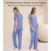 image:imageWiWi Womens Viscose from Bamboo Pajamas Set Short Sleeve Top with Pants Pjs Soft V Neck Sleepwear Lightweight Loungewear S3XAfog Blue