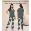 image:imageWiWi Womens Viscose from Bamboo Pajamas Set Short Sleeve Top with Pants Pjs Soft V Neck Sleepwear Lightweight Loungewear S3XAgreenFloral