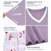 image:imageWiWi Womens Viscose from Bamboo Pajamas Set Short Sleeve Top with Pants Pjs Soft V Neck Sleepwear Lightweight Loungewear S3XAgreyPeony