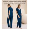 image:imageWiWi Womens Viscose from Bamboo Pajamas Set Short Sleeve Top with Pants Pjs Soft V Neck Sleepwear Lightweight Loungewear S3XAink Blue