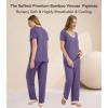 image:imageWiWi Womens Viscose from Bamboo Pajamas Set Short Sleeve Top with Pants Pjs Soft V Neck Sleepwear Lightweight Loungewear S3XAlavender