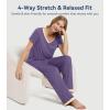 image:imageWiWi Womens Viscose from Bamboo Pajamas Set Short Sleeve Top with Pants Pjs Soft V Neck Sleepwear Lightweight Loungewear S3XAlavender