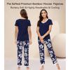 image:imageWiWi Womens Viscose from Bamboo Pajamas Set Short Sleeve Top with Pants Pjs Soft V Neck Sleepwear Lightweight Loungewear S3XAnavy Floral