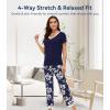image:imageWiWi Womens Viscose from Bamboo Pajamas Set Short Sleeve Top with Pants Pjs Soft V Neck Sleepwear Lightweight Loungewear S3XAnavy Floral