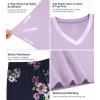 image:imageWiWi Womens Viscose from Bamboo Pajamas Set Short Sleeve Top with Pants Pjs Soft V Neck Sleepwear Lightweight Loungewear S3XAnavyFloral