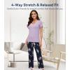 image:imageWiWi Womens Viscose from Bamboo Pajamas Set Short Sleeve Top with Pants Pjs Soft V Neck Sleepwear Lightweight Loungewear S3XAnavyFloral