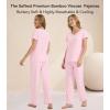 image:imageWiWi Womens Viscose from Bamboo Pajamas Set Short Sleeve Top with Pants Pjs Soft V Neck Sleepwear Lightweight Loungewear S3XApink