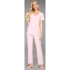 image:imageWiWi Womens Viscose from Bamboo Pajamas Set Short Sleeve Top with Pants Pjs Soft V Neck Sleepwear Lightweight Loungewear S3XApink