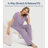 image:imageWiWi Womens Viscose from Bamboo Pajamas Set Short Sleeve Top with Pants Pjs Soft V Neck Sleepwear Lightweight Loungewear S3XAviolet