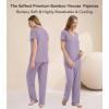 image:imageWiWi Womens Viscose from Bamboo Pajamas Set Short Sleeve Top with Pants Pjs Soft V Neck Sleepwear Lightweight Loungewear S3XAviolet
