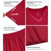 image:imageWiWi Womens Viscose from Bamboo Pajamas Set Short Sleeve Top with Pants Pjs Soft V Neck Sleepwear Lightweight Loungewear S3XAwine Red