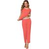 image:imageWiWi Womens Viscose from Bamboo Pajamas Set Short Sleeve Top with Pants Pjs Soft V Neck Sleepwear Lightweight Loungewear S3XBcoral