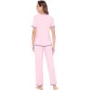 image:imageWiWi Womens Viscose from Bamboo Pajamas Set Short Sleeve Top with Pants Pjs Soft V Neck Sleepwear Lightweight Loungewear S3XBpink