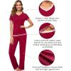 image:imageWiWi Womens Viscose from Bamboo Pajamas Set Short Sleeve Top with Pants Pjs Soft V Neck Sleepwear Lightweight Loungewear S3XBwine
