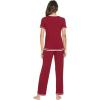 image:imageWiWi Womens Viscose from Bamboo Pajamas Set Short Sleeve Top with Pants Pjs Soft V Neck Sleepwear Lightweight Loungewear S3XBwine
