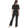 image:imageWiWi Womens Viscose from Bamboo Pajamas Set Short Sleeve Top with Pants Pjs Soft V Neck Sleepwear Lightweight Loungewear S3XCblack