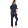 image:imageWiWi Womens Viscose from Bamboo Pajamas Set Short Sleeve Top with Pants Pjs Soft V Neck Sleepwear Lightweight Loungewear S3XCnavy