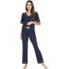 image:imageWiWi Womens Viscose from Bamboo Pajamas Set Short Sleeve Top with Pants Pjs Soft V Neck Sleepwear Lightweight Loungewear S3XCnavy