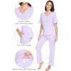 image:imageWiWi Womens Viscose from Bamboo Pajamas Set Short Sleeve Top with Pants Pjs Soft V Neck Sleepwear Lightweight Loungewear S3XCtaro Purple