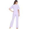 image:imageWiWi Womens Viscose from Bamboo Pajamas Set Short Sleeve Top with Pants Pjs Soft V Neck Sleepwear Lightweight Loungewear S3XCtaro Purple