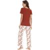image:imageWiWi Womens Viscose from Bamboo Pajamas Set Short Sleeve Top with Pants Pjs Soft V Neck Sleepwear Lightweight Loungewear S3XDbrickred