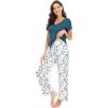 image:imageWiWi Womens Viscose from Bamboo Pajamas Set Short Sleeve Top with Pants Pjs Soft V Neck Sleepwear Lightweight Loungewear S3XDgreen