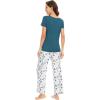 image:imageWiWi Womens Viscose from Bamboo Pajamas Set Short Sleeve Top with Pants Pjs Soft V Neck Sleepwear Lightweight Loungewear S3XDgreen