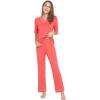 image:imageWiWi Womens Viscose from Bamboo Pajamas Set Short Sleeve Top with Pants Pjs Soft V Neck Sleepwear Lightweight Loungewear S3XEcoral