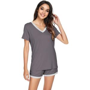 image:imageWiWi Viscose from Bamboo Pajamas Set for Women Super Soft Short Sleeve Cooling Summer Plus Size Pjs Sets Sleepwear S4XBdark Grey