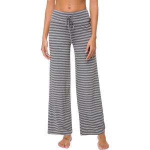 image:imageWiWi Bamboo Viscose Pajama Pants for Women Plus Size Cooling Pajamas Bottoms Wide Leg Lounge Super Soft Sweatpants S4XAheather Grey Stripe