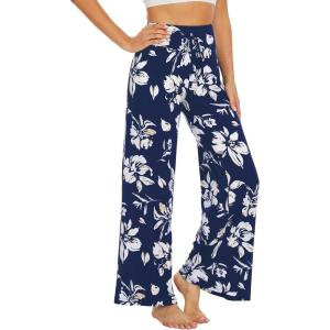 image:imageWiWi Bamboo Viscose Pajama Pants for Women Plus Size Cooling Pajamas Bottoms Wide Leg Lounge Super Soft Sweatpants S4XAnavy Floral