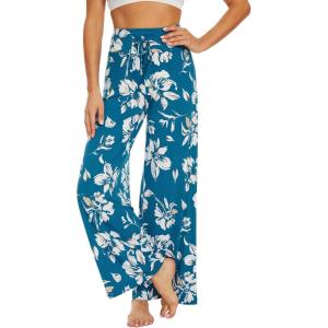 image:imageWiWi Bamboo Viscose Pajama Pants for Women Plus Size Cooling Pajamas Bottoms Wide Leg Lounge Super Soft Sweatpants S4XAteal Blue Floral