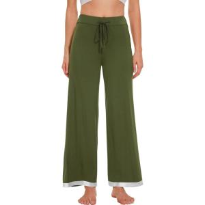 image:imageWiWi Bamboo Viscose Pajama Pants for Women Plus Size Cooling Pajamas Bottoms Wide Leg Lounge Super Soft Sweatpants S4XBarmy Green
