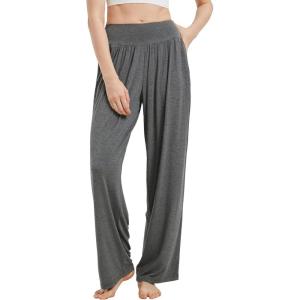 image:imageWiWi Bamboo Viscose Pajama Pants for Women Plus Size Cooling Pajamas Bottoms Wide Leg Lounge Super Soft Sweatpants S4XEdark Heather Grey