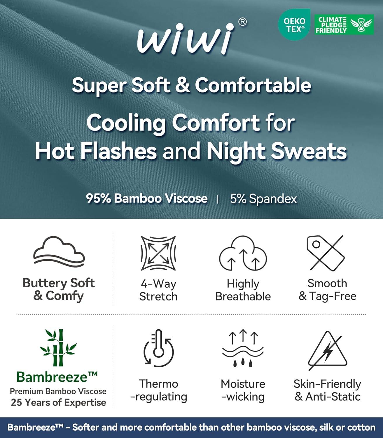 image:imageWiWi Bamboo Viscose Nightgowns for Women Cool Sleep Shirt Super Soft Long Sleeve Lightweight Plus Size Nightshirt S4XBvintage IndigoCat